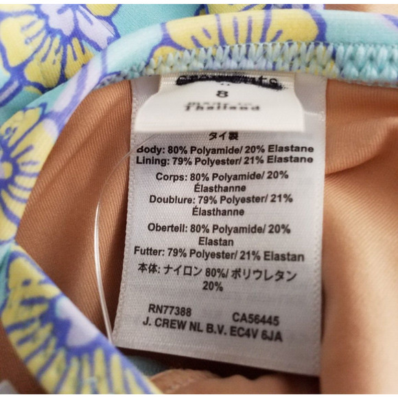 J Crew Girls Floral Tankini UPF 50+ Blue Yellow Top Ruffle Hem Strappy Size 8 - Picture 4 of 6